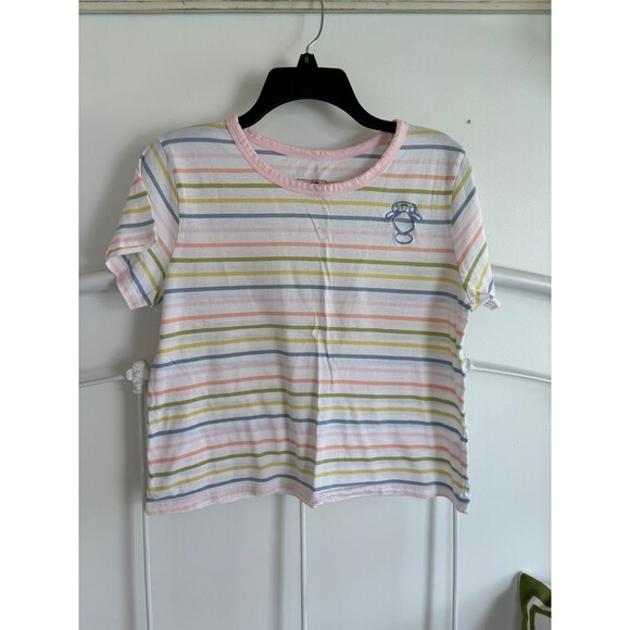 Chubby Mermaids embroidered manatee striped cropped t size large manatees - Picture 1 of 7